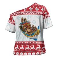 Malta Christmas Cross Shoulder Shirt Presepju Nativity Scene on Luzzu Boat - Wonder Print Shop