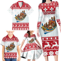 Malta Christmas Family Matching Long Sleeve Bodycon Dress and Hawaiian Shirt Presepju Nativity Scene on Luzzu Boat - Wonder Print Shop