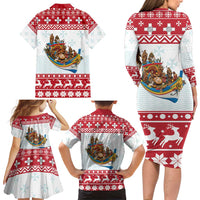 Malta Christmas Family Matching Long Sleeve Bodycon Dress and Hawaiian Shirt Presepju Nativity Scene on Luzzu Boat - Wonder Print Shop