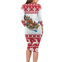 Malta Christmas Family Matching Long Sleeve Bodycon Dress and Hawaiian Shirt Presepju Nativity Scene on Luzzu Boat - Wonder Print Shop