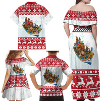Malta Christmas Family Matching Off Shoulder Maxi Dress and Hawaiian Shirt Presepju Nativity Scene on Luzzu Boat - Wonder Print Shop