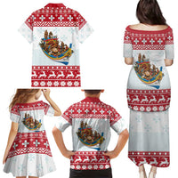 Malta Christmas Family Matching Puletasi and Hawaiian Shirt Presepju Nativity Scene on Luzzu Boat - Wonder Print Shop