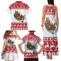 Malta Christmas Family Matching Tank Maxi Dress and Hawaiian Shirt Presepju Nativity Scene on Luzzu Boat - Wonder Print Shop