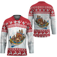 Malta Christmas Hockey Jersey Presepju Nativity Scene on Luzzu Boat - Wonder Print Shop