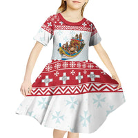 Malta Christmas Kid Short Sleeve Dress Presepju Nativity Scene on Luzzu Boat - Wonder Print Shop