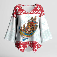 Malta Christmas Kimono Sleeve Blouse Presepju Nativity Scene on Luzzu Boat - Wonder Print Shop