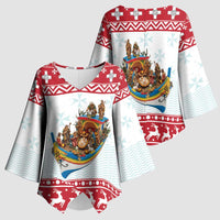 Malta Christmas Kimono Sleeve Blouse Presepju Nativity Scene on Luzzu Boat - Wonder Print Shop