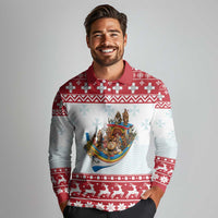 Malta Christmas Long Sleeve Polo Shirt Presepju Nativity Scene on Luzzu Boat - Wonder Print Shop
