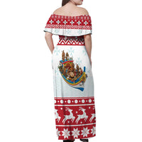 Malta Christmas Off Shoulder Maxi Dress Presepju Nativity Scene on Luzzu Boat - Wonder Print Shop