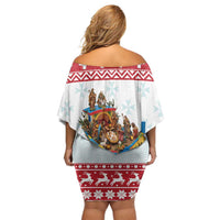 Malta Christmas Off Shoulder Short Dress Presepju Nativity Scene on Luzzu Boat - Wonder Print Shop
