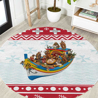 Malta Christmas Round Carpet Presepju Nativity Scene on Luzzu Boat - Wonder Print Shop