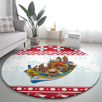 Malta Christmas Round Carpet Presepju Nativity Scene on Luzzu Boat - Wonder Print Shop