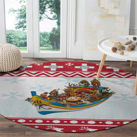 Malta Christmas Round Carpet Presepju Nativity Scene on Luzzu Boat - Wonder Print Shop