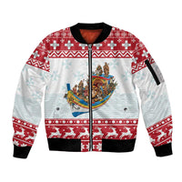 Malta Christmas Sleeve Zip Bomber Jacket Presepju Nativity Scene on Luzzu Boat - Wonder Print Shop