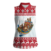 Malta Christmas Women Sleeveless Polo Shirt Presepju Nativity Scene on Luzzu Boat - Wonder Print Shop