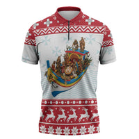 Malta Christmas Zipper Polo Shirt Presepju Nativity Scene on Luzzu Boat - Wonder Print Shop