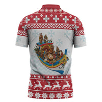 Malta Christmas Zipper Polo Shirt Presepju Nativity Scene on Luzzu Boat - Wonder Print Shop