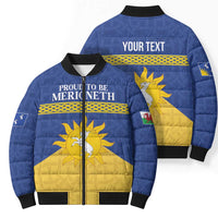 Personalized Merionethshire Wales Bomber Puffer Jacket Celtic Sun and Goat Design - Wonder Print Shop