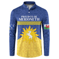 Personalized Merionethshire Wales Button Sweatshirt Celtic Sun and Goat Design - Wonder Print Shop