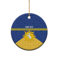 Personalized Merionethshire Wales Ceramic Ornament Celtic Sun and Goat Design - Wonder Print Shop