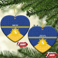 Personalized Merionethshire Wales Ceramic Ornament Celtic Sun and Goat Design - Wonder Print Shop