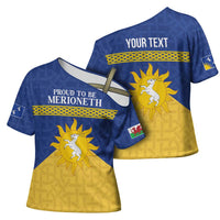 Personalized Merionethshire Wales Cross Shoulder Shirt Celtic Sun and Goat Design - Wonder Print Shop