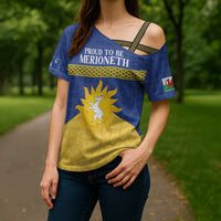 Personalized Merionethshire Wales Cross Shoulder Shirt Celtic Sun and Goat Design - Wonder Print Shop