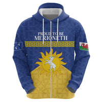 Personalized Merionethshire Wales Hoodie Celtic Sun and Goat Design - Wonder Print Shop