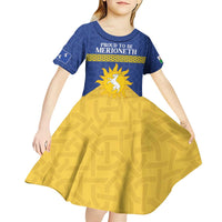 Personalized Merionethshire Wales Kid Short Sleeve Dress Celtic Sun and Goat Design - Wonder Print Shop