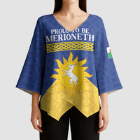 Personalized Merionethshire Wales Kimono Sleeve Blouse Celtic Sun and Goat Design - Wonder Print Shop