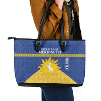 Personalized Merionethshire Wales Leather Tote Bag Celtic Sun and Goat Design - Wonder Print Shop