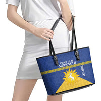 Personalized Merionethshire Wales Leather Tote Bag Celtic Sun and Goat Design - Wonder Print Shop