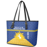 Personalized Merionethshire Wales Leather Tote Bag Celtic Sun and Goat Design - Wonder Print Shop