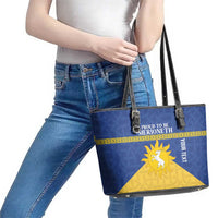 Personalized Merionethshire Wales Leather Tote Bag Celtic Sun and Goat Design - Wonder Print Shop
