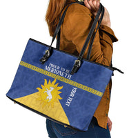 Personalized Merionethshire Wales Leather Tote Bag Celtic Sun and Goat Design - Wonder Print Shop