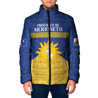 Personalized Merionethshire Wales Padded Jacket Celtic Sun and Goat Design - Wonder Print Shop