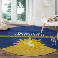 Personalized Merionethshire Wales Round Carpet Celtic Sun and Goat Design - Wonder Print Shop