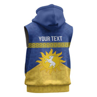 Personalized Merionethshire Wales Sleeveless Zip Hoodie Celtic Sun and Goat Design - Wonder Print Shop