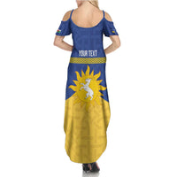 Personalized Merionethshire Wales Summer Maxi Dress Celtic Sun and Goat Design - Wonder Print Shop