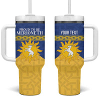 Personalized Merionethshire Wales Tumbler With Handle Celtic Sun and Goat Design - Wonder Print Shop