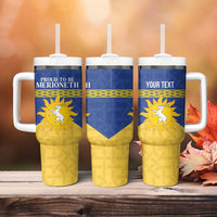 Personalized Merionethshire Wales Tumbler With Handle Celtic Sun and Goat Design - Wonder Print Shop