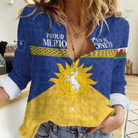 Personalized Merionethshire Wales Women Casual Shirt Celtic Sun and Goat Design - Wonder Print Shop