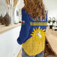 Personalized Merionethshire Wales Women Casual Shirt Celtic Sun and Goat Design - Wonder Print Shop