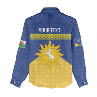 Personalized Merionethshire Wales Women Casual Shirt Celtic Sun and Goat Design - Wonder Print Shop