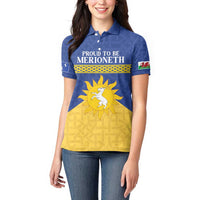 Personalized Merionethshire Wales Women Polo Shirt Celtic Sun and Goat Design - Wonder Print Shop