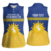 Personalized Merionethshire Wales Women Sleeveless Polo Shirt Celtic Sun and Goat Design - Wonder Print Shop
