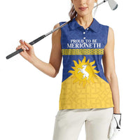 Personalized Merionethshire Wales Women Sleeveless Polo Shirt Celtic Sun and Goat Design - Wonder Print Shop