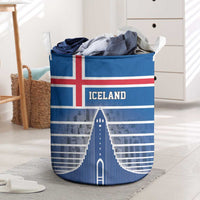 Iceland Hallgrimskirkja Church Laundry Basket Icelandic Flag Design - Wonder Print Shop