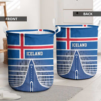 Iceland Hallgrimskirkja Church Laundry Basket Icelandic Flag Design - Wonder Print Shop