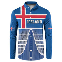 Iceland Hallgrimskirkja Church Button Sweatshirt Icelandic Flag Design - Wonder Print Shop